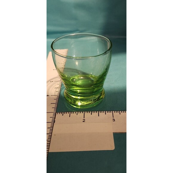 Vintage Green Depression Glass Toothpick Holder – 2” Pressed Glass Mini - Picture 1 of 7